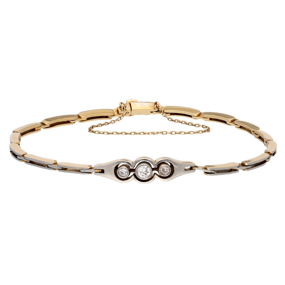 Goudwisselkantoor auction: Gouden/platina armband bezet met diamant