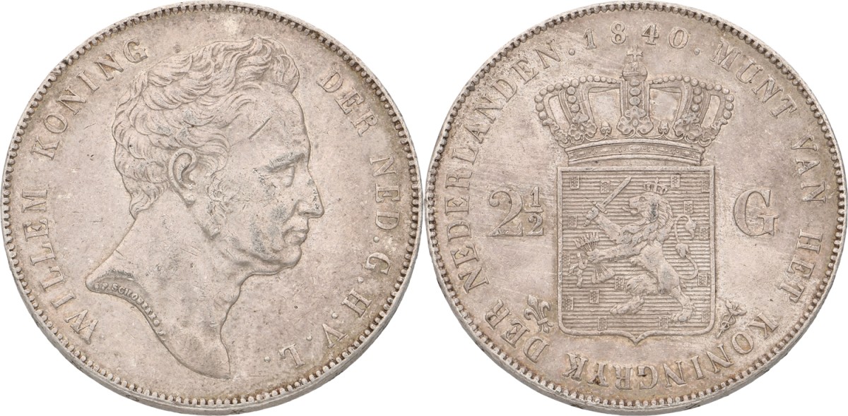 Goudwisselkantoor auction: 2½ gulden. Willem I. 1840. VF