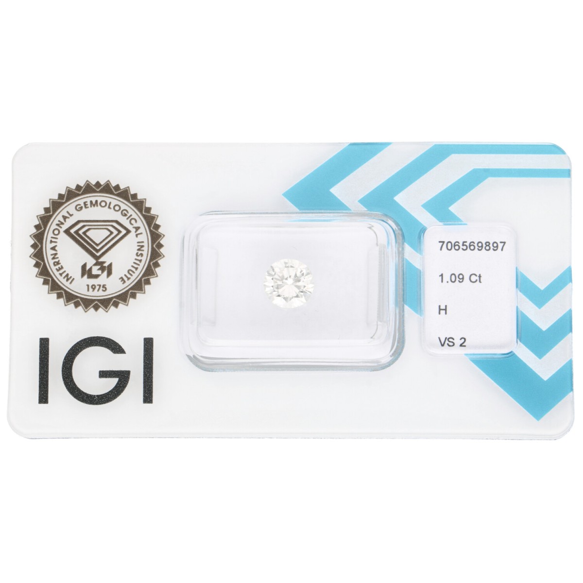 Goudwisselkantoor auction: 1.09 ct. Round Brilliant IGI certified natural diamond