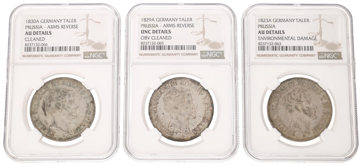 Goudwisselkantoor auction: German states. Prussia. Wilhelm II. Lot (3) Taler. 19th Century. NGC graded