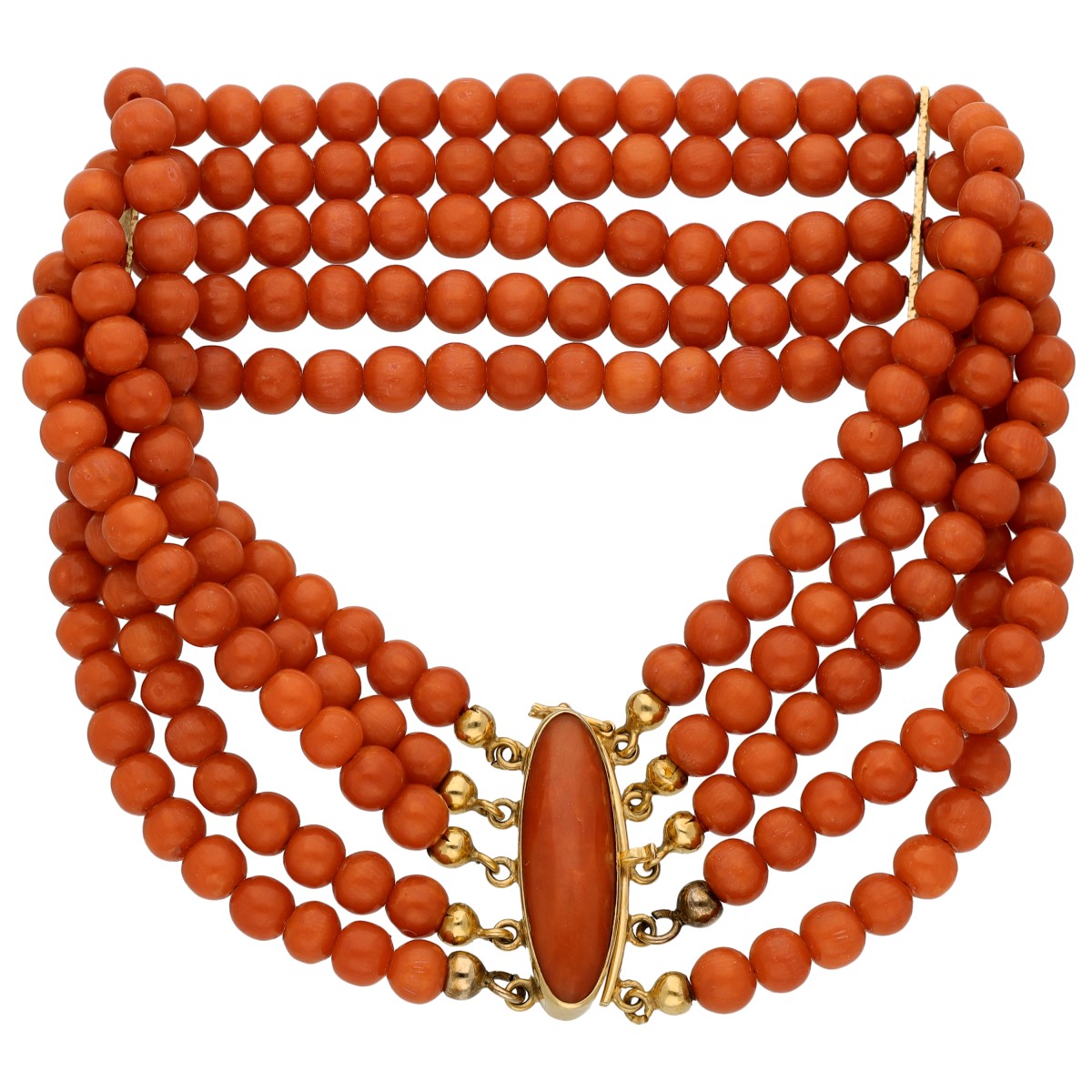 Goudwisselkantoor auction: 18K Geelgouden armband met bloedkoraal