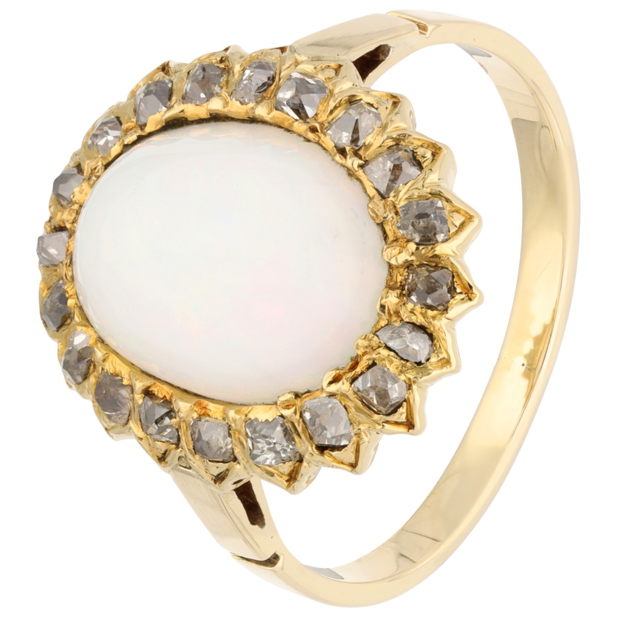 Goudwisselkantoor auction: 14K Geelgouden ring bezet met opaal en diamant