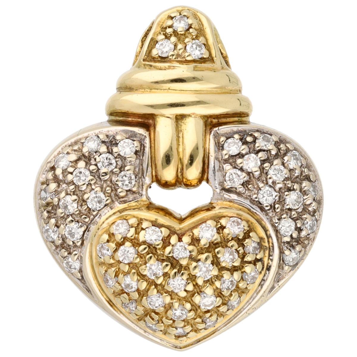 Goudwisselkantoor auction: 18K Bicolor gouden hart hanger bezet met diamant