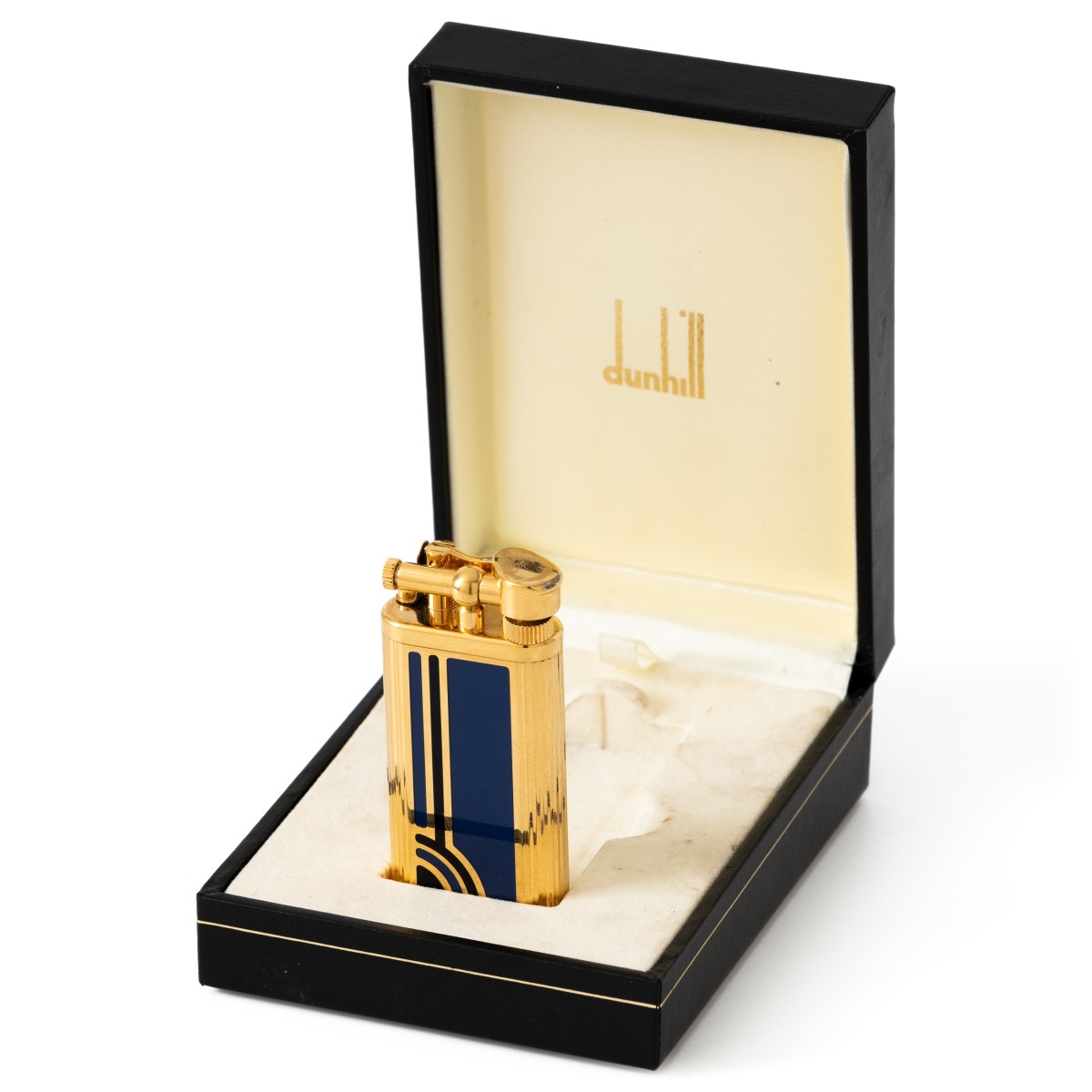 Goudwisselkantoor auction: No Reserve - Dunhill - Unique 'Manhattan' Blue/Black Lacquer - Art Deco-stijl Aansteker - Verguld