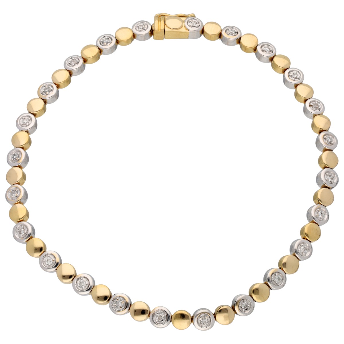 Goudwisselkantoor auction: 18K Bicolor gouden tennis armband bezet met diamant