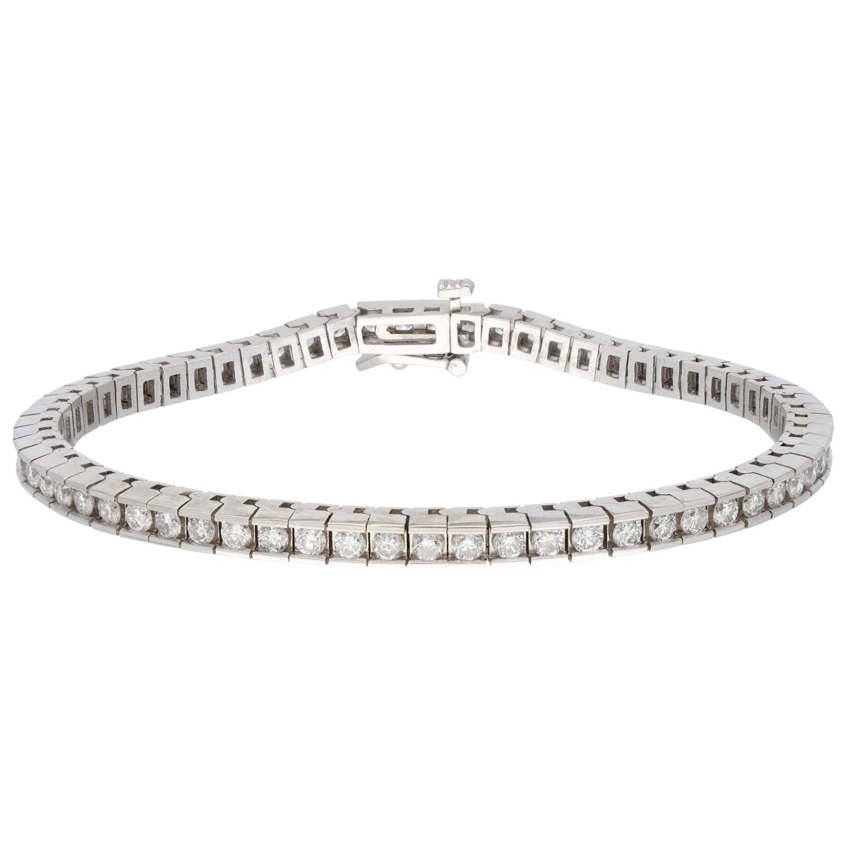 Goudwisselkantoor auction: 14K white gold tennis bracelet set with diamonds