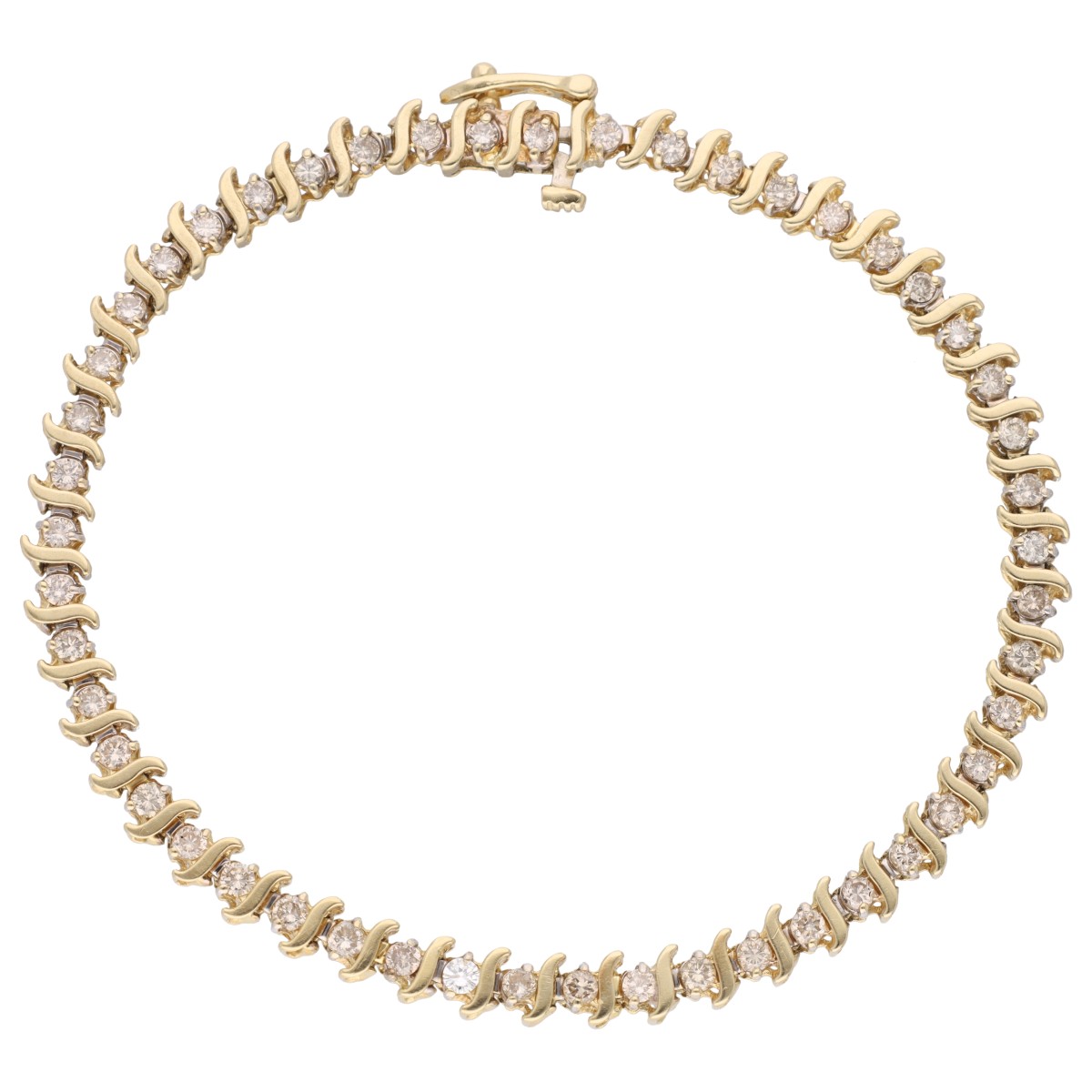 Goudwisselkantoor auction: 14K Geelgouden tennisarmband bezet met diamant