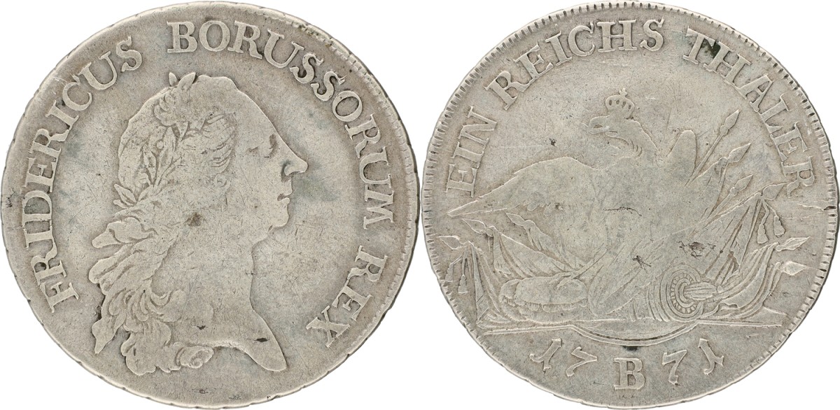 Goudwisselkantoor auction: German states. Prussia. Friedrich II the Great. Thaler. 1771 B. VF