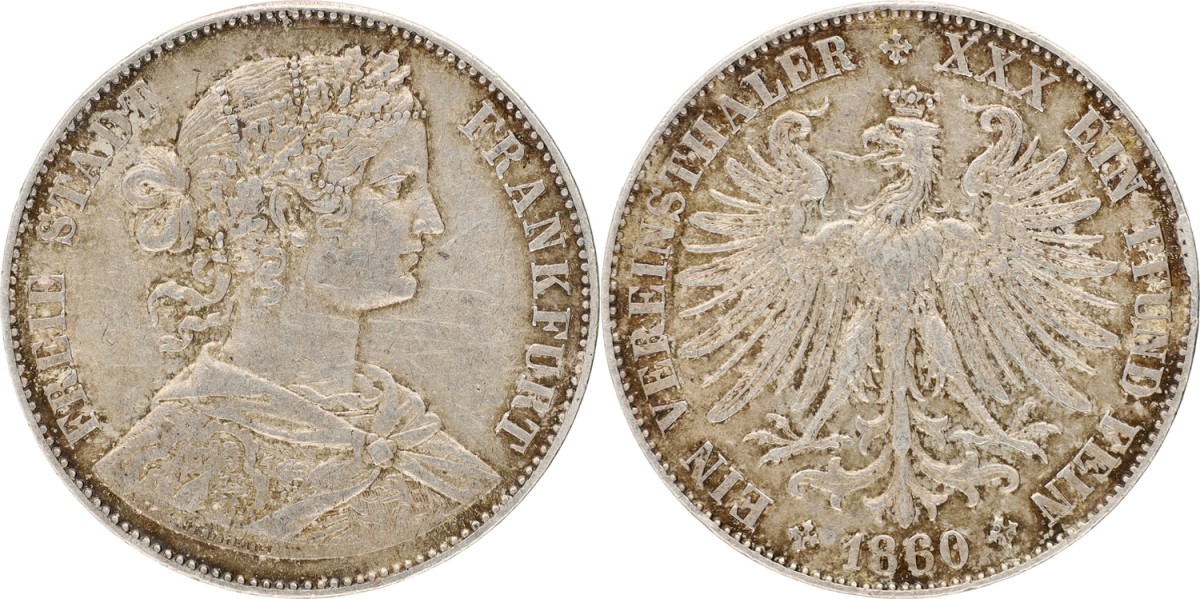 Goudwisselkantoor auction: German states. Frankfurt. Thaler. 1860. VF / XF