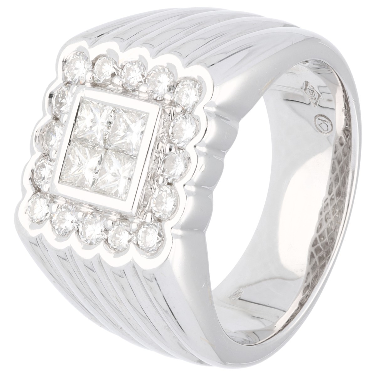 Goudwisselkantoor auction: 18K White gold ring set with diamonds