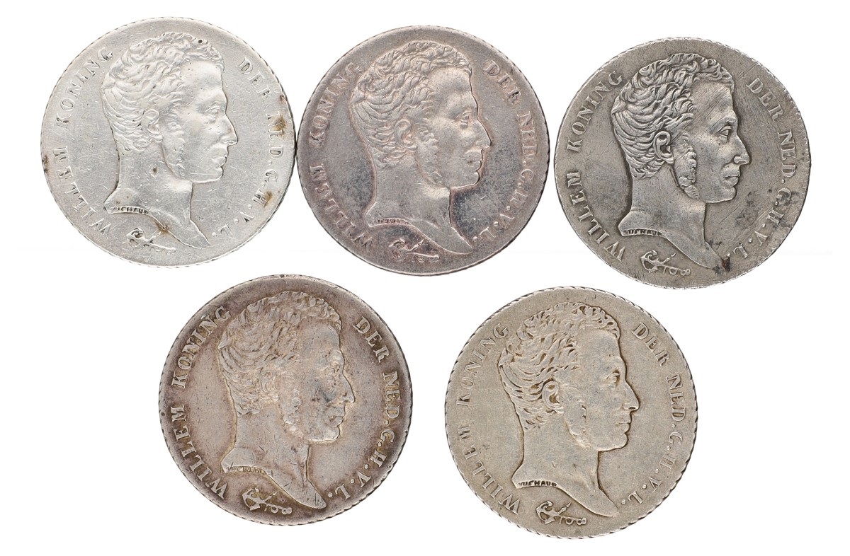 Goudwisselkantoor auction: Nederlands-Indië. Lot (5) 1 Gulden. Willem I. 1840. Average VF