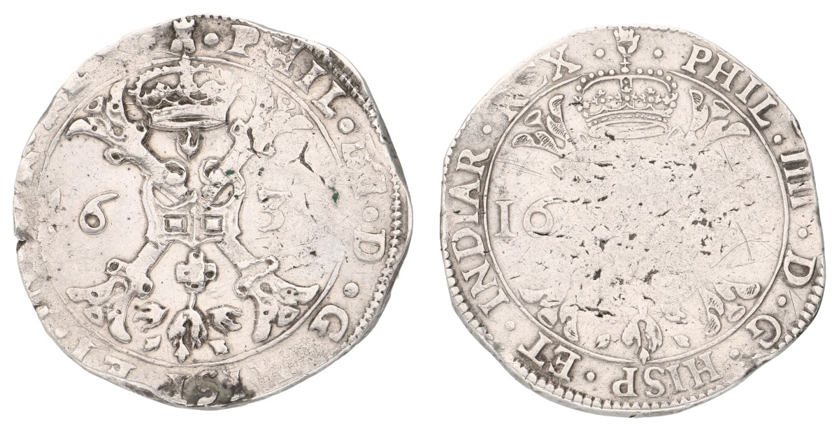 Goudwisselkantoor auction: Lot (2) Patagon. Philips IV. 1634 & 1636. F