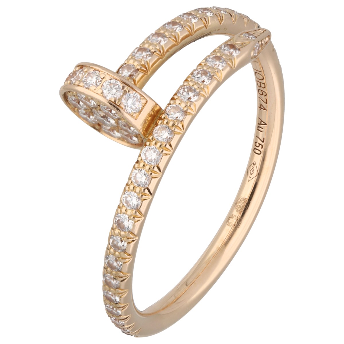 Goudwisselkantoor auction: Cartier 'Juste un Clou' 18K Rose gold ring set with diamonds