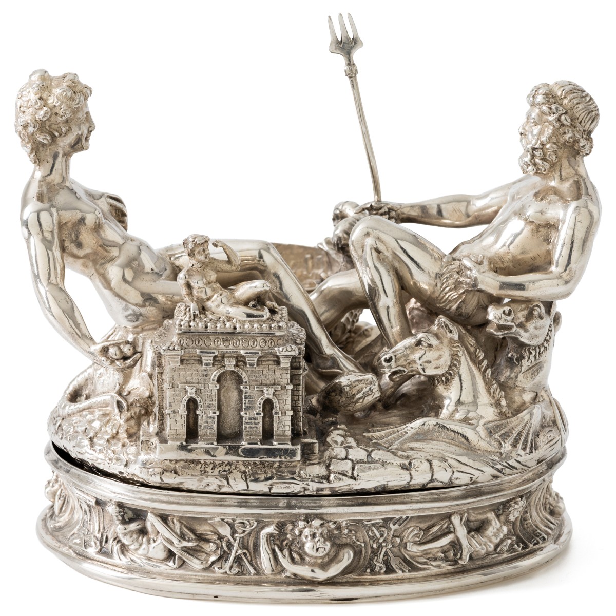 Goudwisselkantoor auction: Benvenuto Cellini salt cellar 'Saliera', Lutz & Weiß, Pforzheim ca. 1910-1920, silver