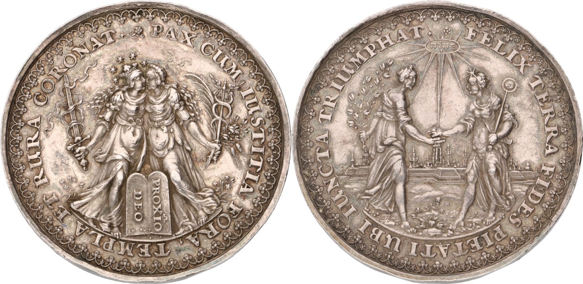 Goudwisselkantoor auction: Poland. Polish-Lithuanian commonwealth. 1642. Medal on the the truce in Sztumska Wie in 1635. XF -