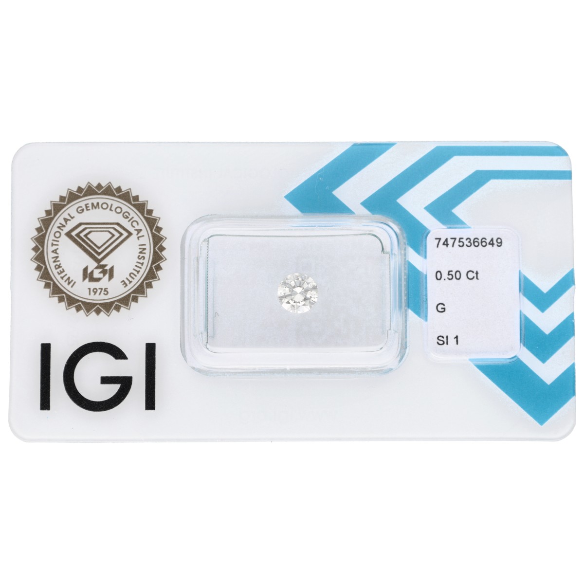 Goudwisselkantoor auction: 0.50 ct. Round Brilliant IGI certified natural diamond