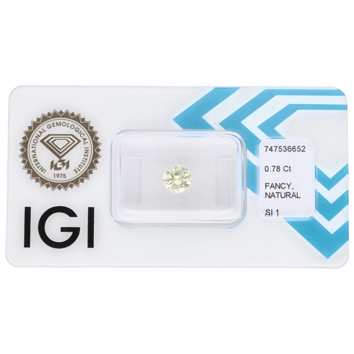 Goudwisselkantoor auction: 0.78 ct. Round Brilliant IGI certified natural diamond