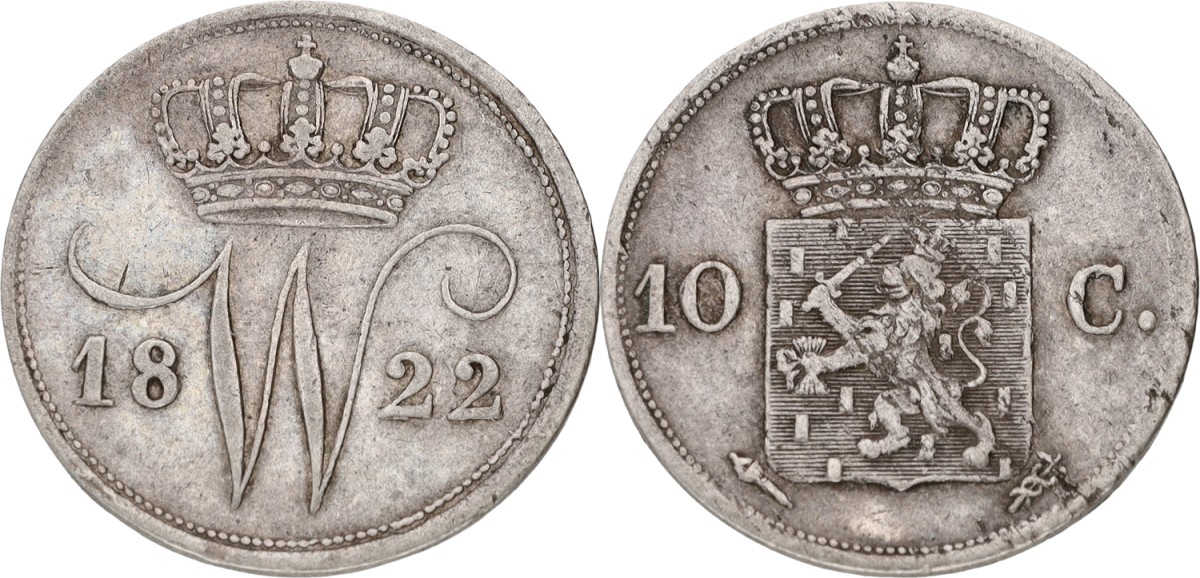 Goudwisselkantoor auction: 10 Cent. Willem I. 1822. VF