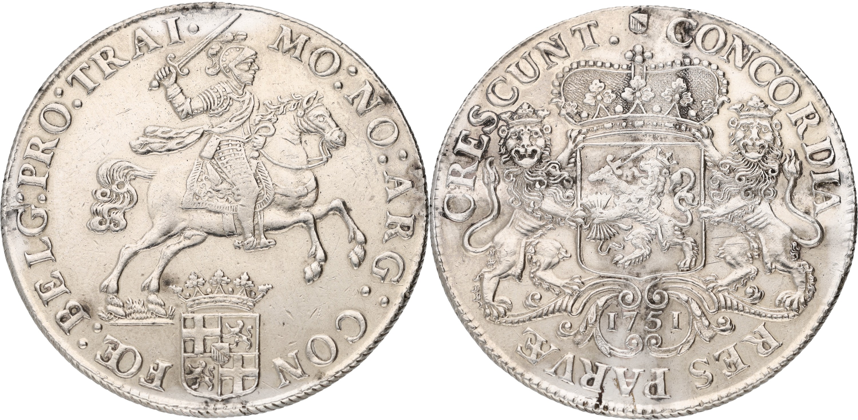 Goudwisselkantoor auction: Dukaton of zilveren rijder. Utrecht. 1751. VF / XF