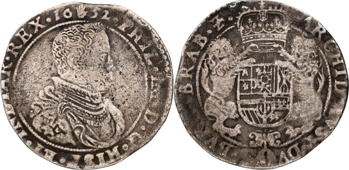 Goudwisselkantoor auction: Halve dukaton. Brabant. Antwerpen. Filips IV. 1652. F +