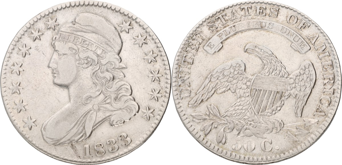 Goudwisselkantoor auction: USA. Half dollar. 1833. VF / XF