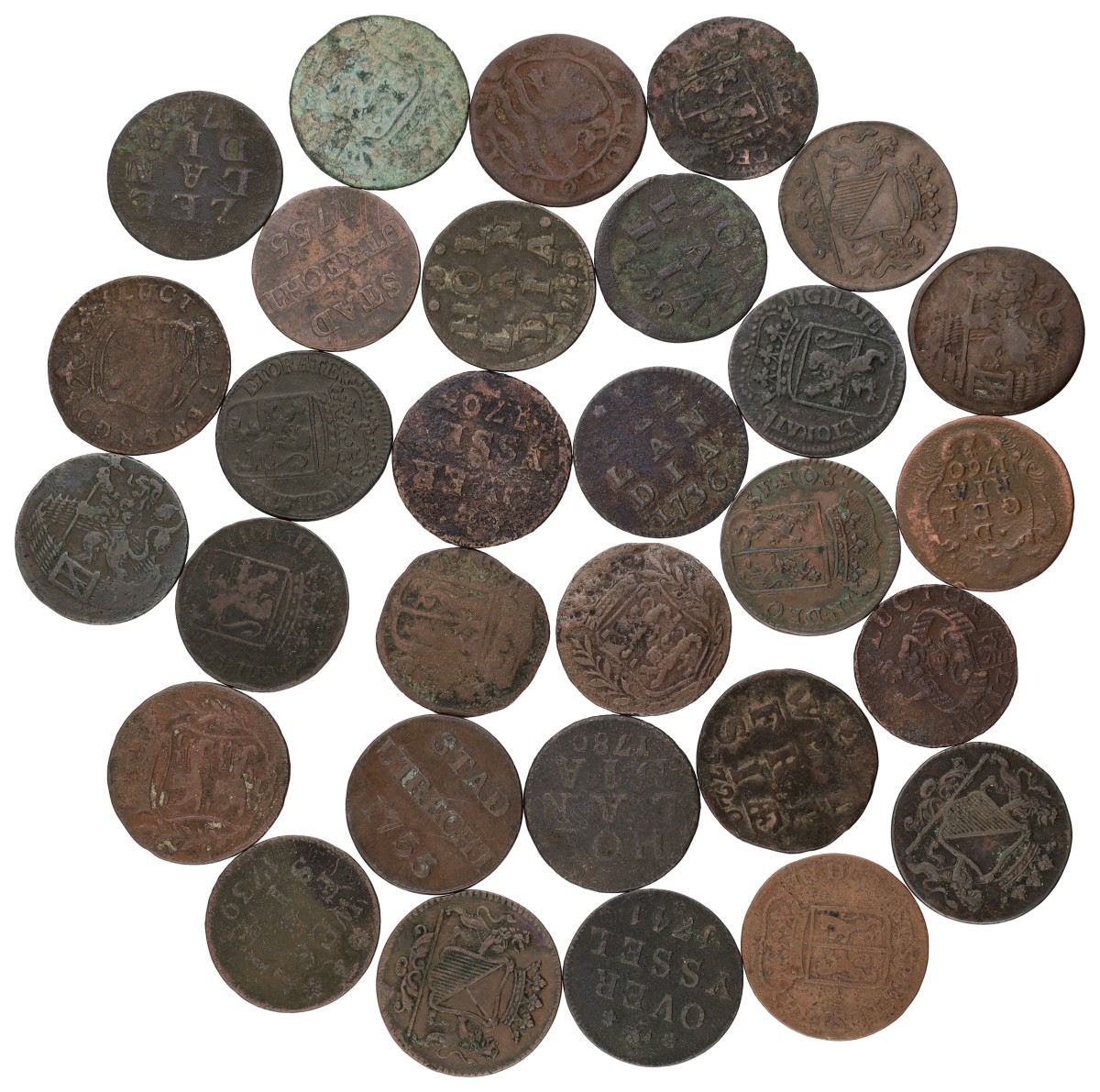 Goudwisselkantoor auction: Lot (30) Duiten. Provinciaal. Average VF