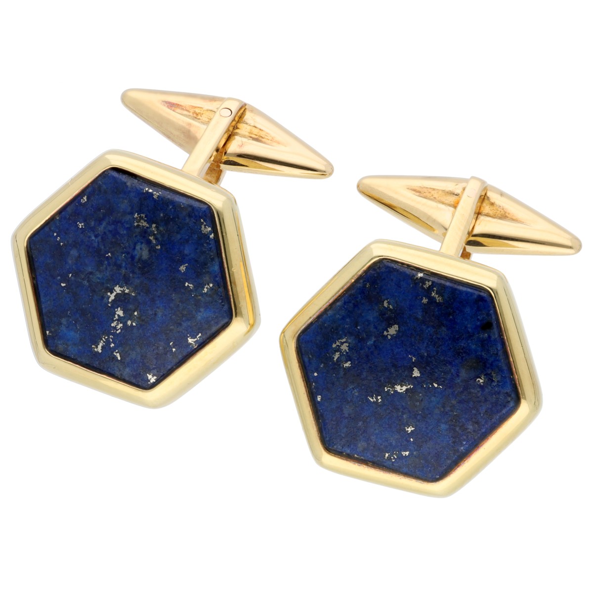 Goudwisselkantoor auction: 18K Geelgouden manchetknopen bezet met lapis lazuli