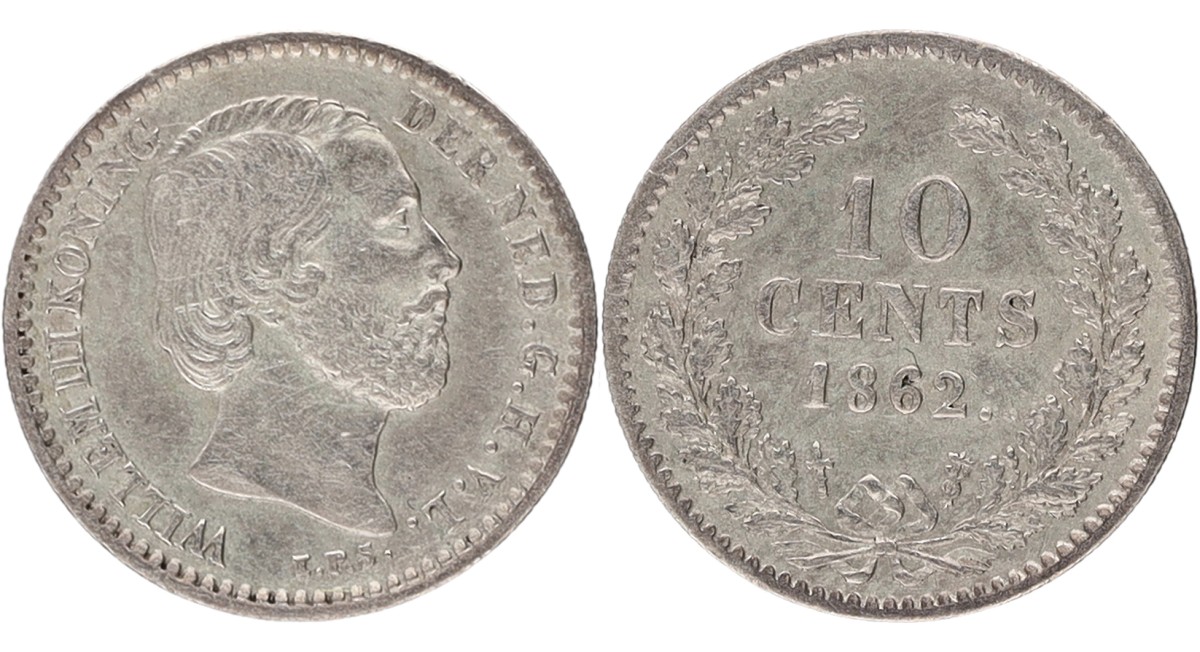 Goudwisselkantoor auction: 10 Cent. Willem III. 1862. VF / XF