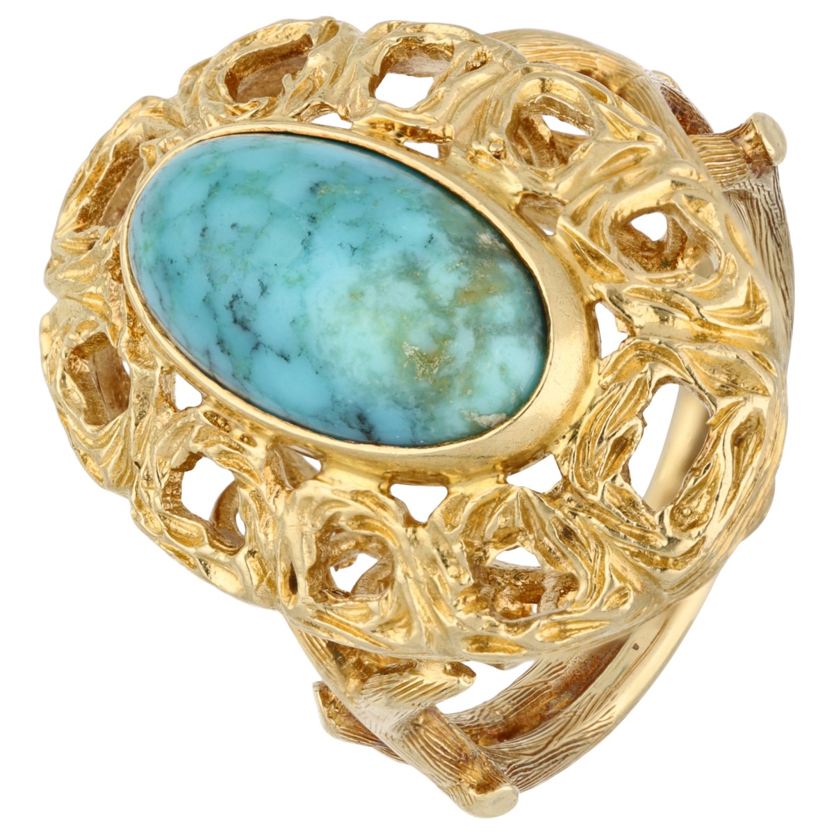 Goudwisselkantoor auction: 18K Yellow gold ring set with turquoise