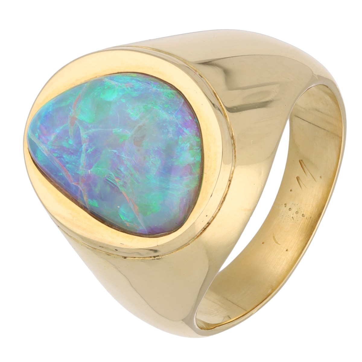 Goudwisselkantoor auction: 18K Yellow gold ring set with an opal
