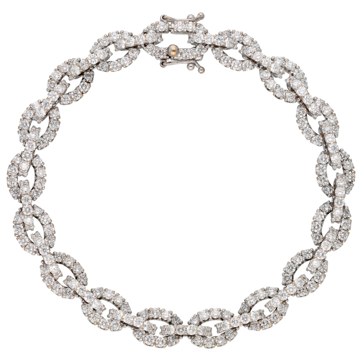 Goudwisselkantoor auction: 18K Witgouden schakel armband bezet met diamant