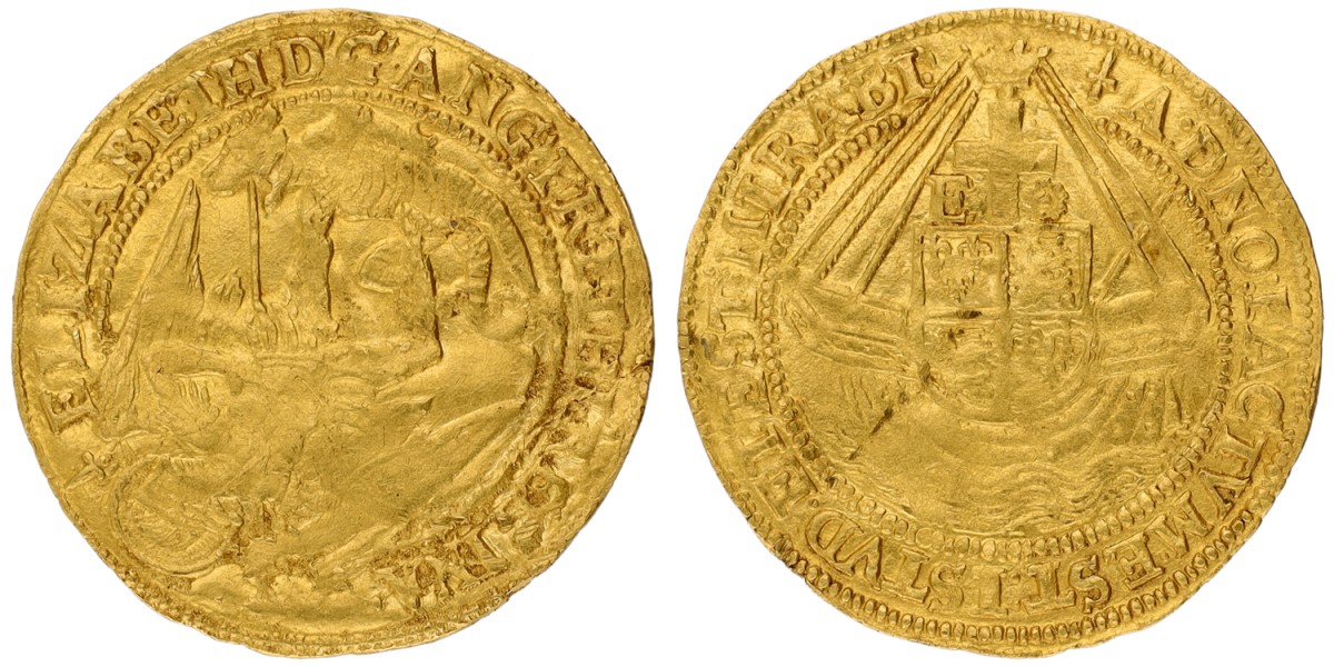 Goudwisselkantoor auction: Great Britain. Elizabeth I. Angel. ND (1578-1582). 5th issue. VF
