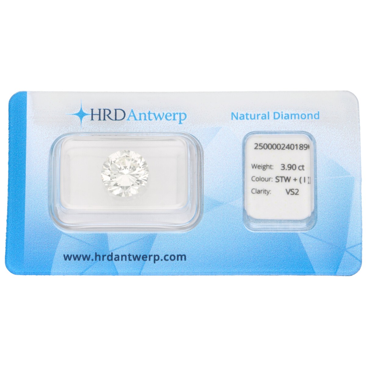 Goudwisselkantoor auction: 3.90 ct. Round Brilliant HRD certified natural diamond