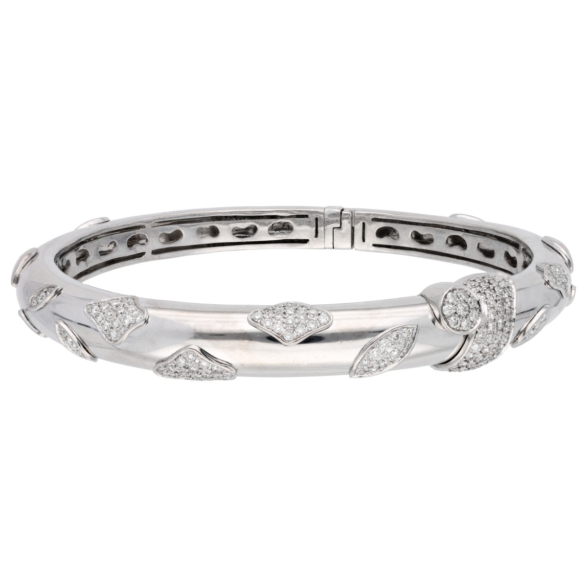 Goudwisselkantoor auction: Hulchi Belluni 18K Witgouden bangle bezet met diamant