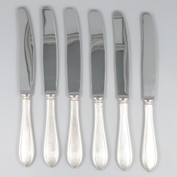 6-delige set messen zilver.
