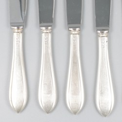 6-delige set messen zilver.