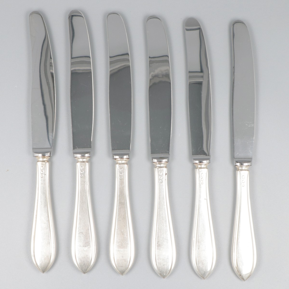 6-delige set messen zilver.