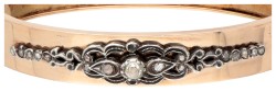 14K Geelgouden bangle armband bezet met roos geslepen diamanten.