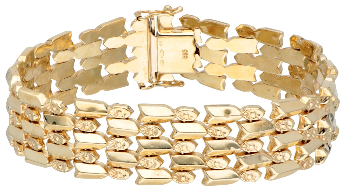 Vintage 14 kt. geelgouden armband met bloemmotief.