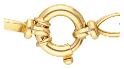 18 kt. Geelgouden schakelarmband met licht gematteerde schakels.