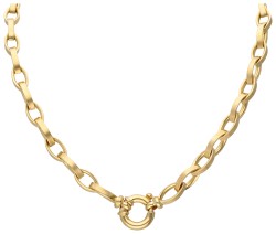 18 kt. Geelgouden schakel collier met licht gematteerde schakels.