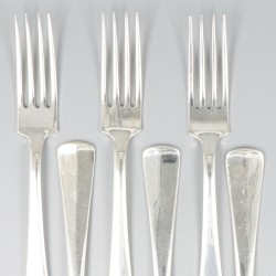 6-delige set vorken Haags lofje zilver.