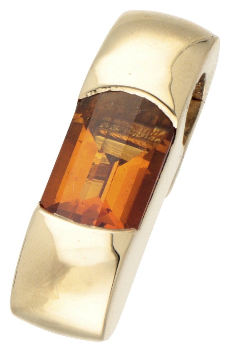 18 kt. Geelgouden hanger bezet met ca. 2.30 ct. citrien.
