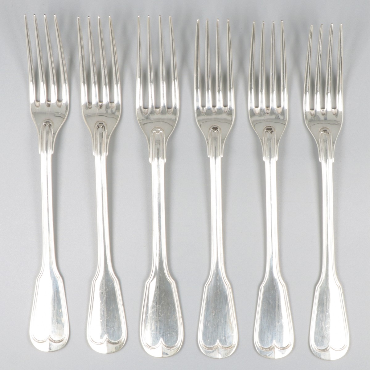 6-delige set dinervorken zilver.