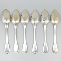 6-delige set ontbijtlepels zilver.