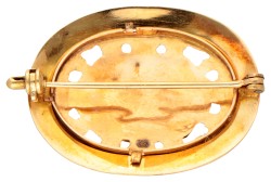 No Reserve - Antieke 18K geelgouden 19e-eeuwse geëmailleerde broche.