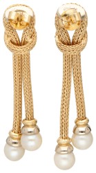 Filippini Brothers 18K geelgouden Italiaanse design oorstekers bezet met zoetwaterparel.