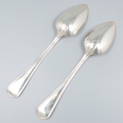 6-delige set dinerlepels zilver.