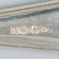 6-delige set dinerlepels zilver.