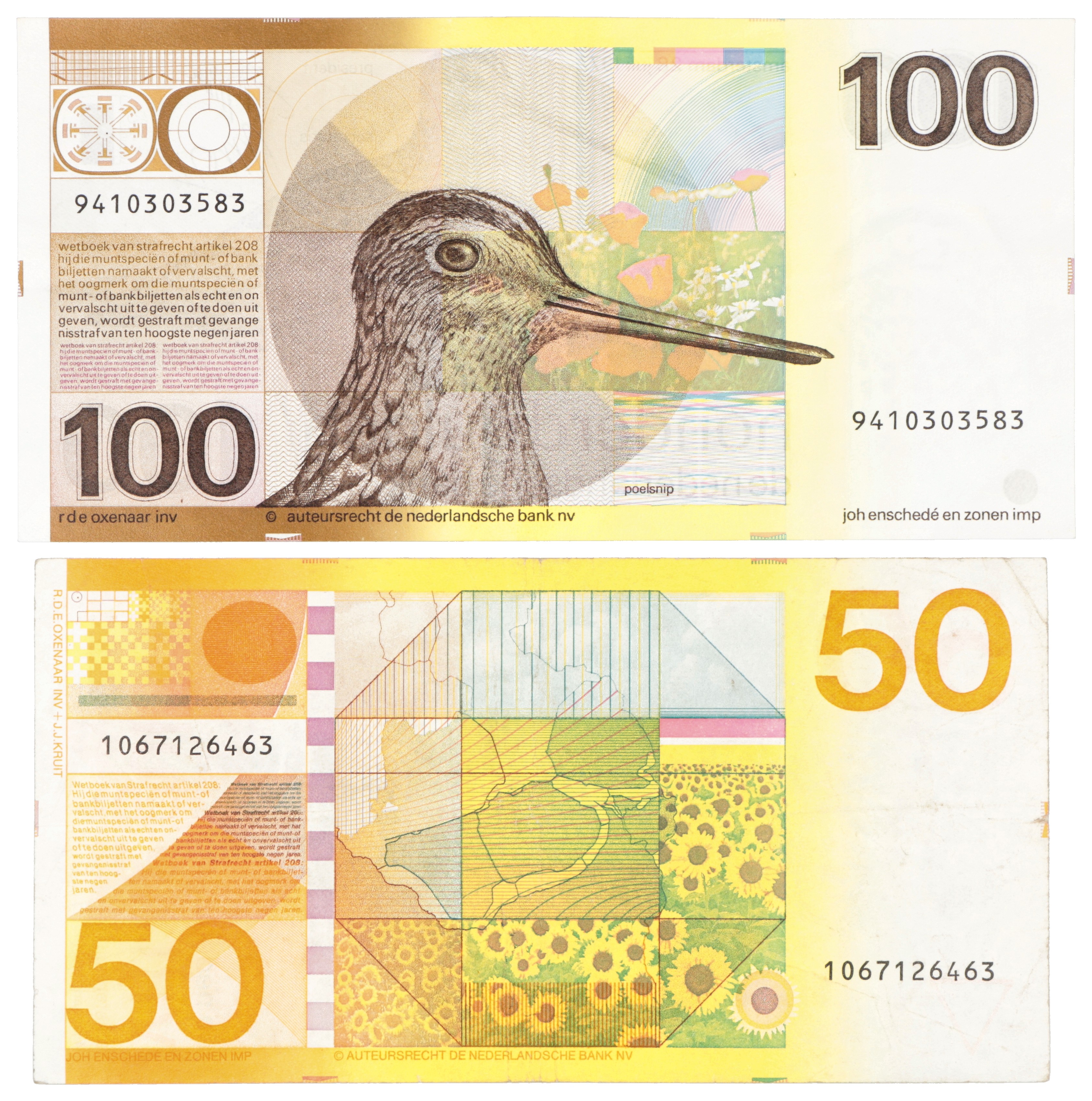 Lot 50 en 100 gulden. - Zeer Fraai +.